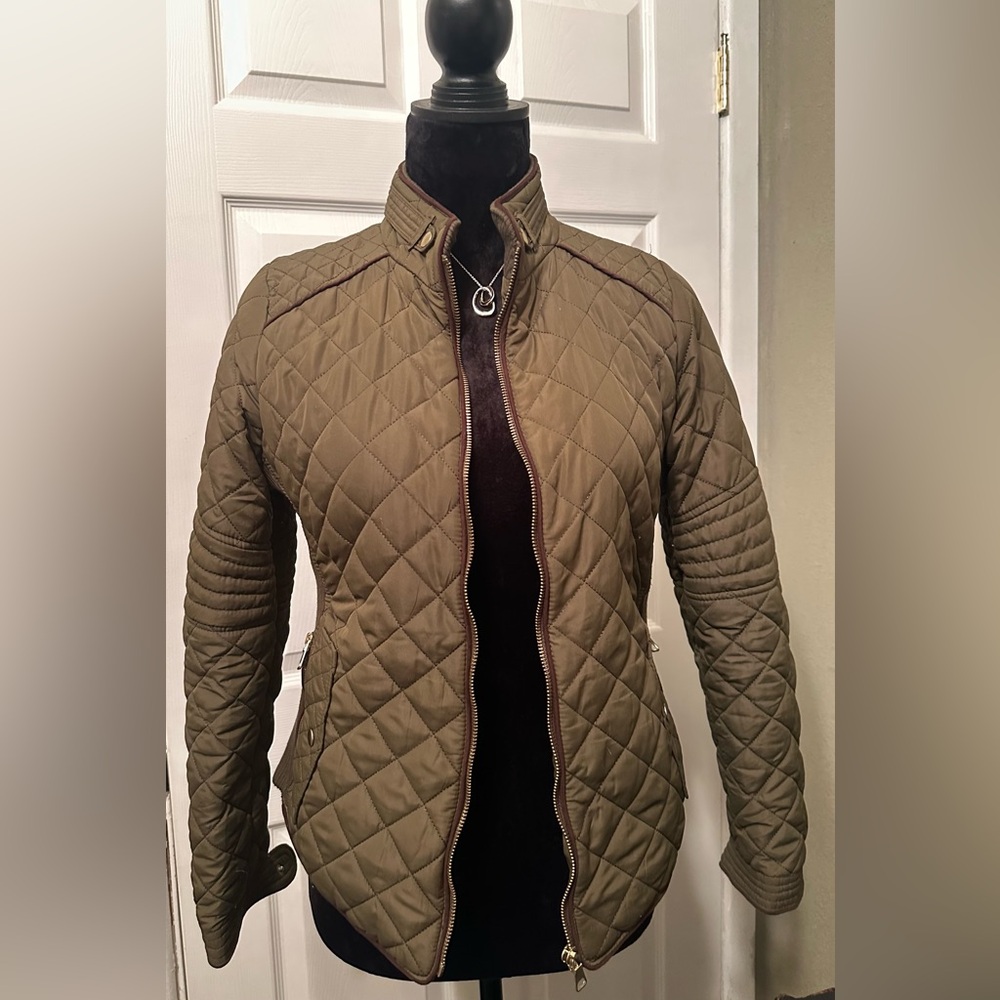 Love Tree Quilted Khaki Puffer Jacket